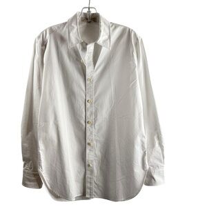 TIBI SIZE X-SMALL WHITE CUTOUT LONG SLEEVE BUTTON FRONT COTTON BLOUSE $395